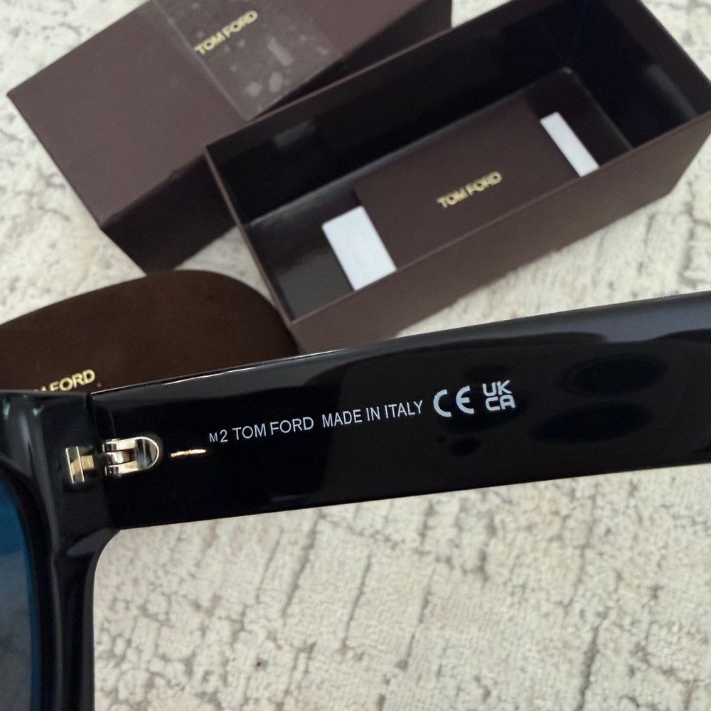 Tom Ford Fausto TF711 01A Black Square Sunglasses Mens Womens Made in Italy - Picture 7 of 11